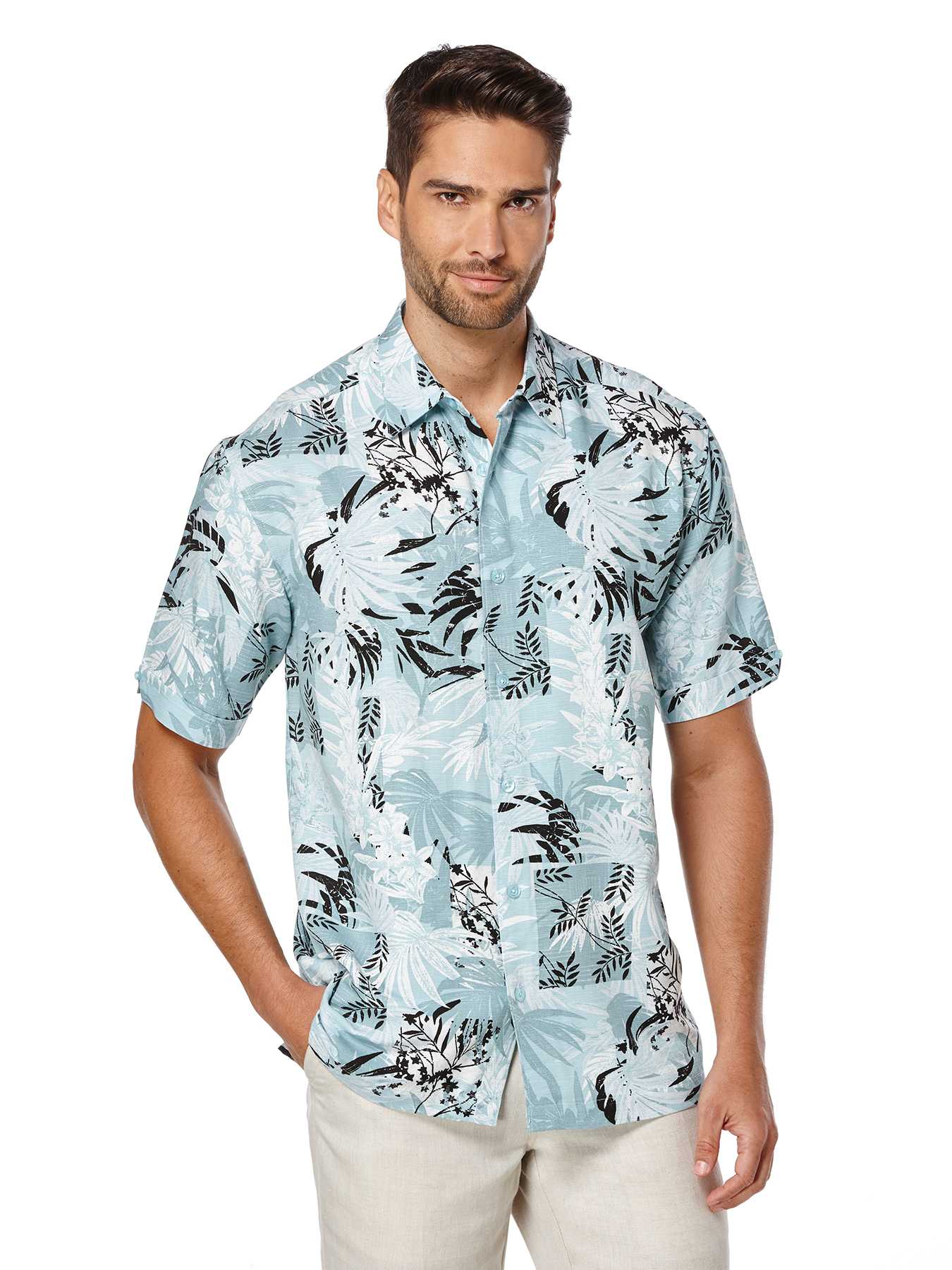 Cubavera Short Sleeve Allover Tropical Print