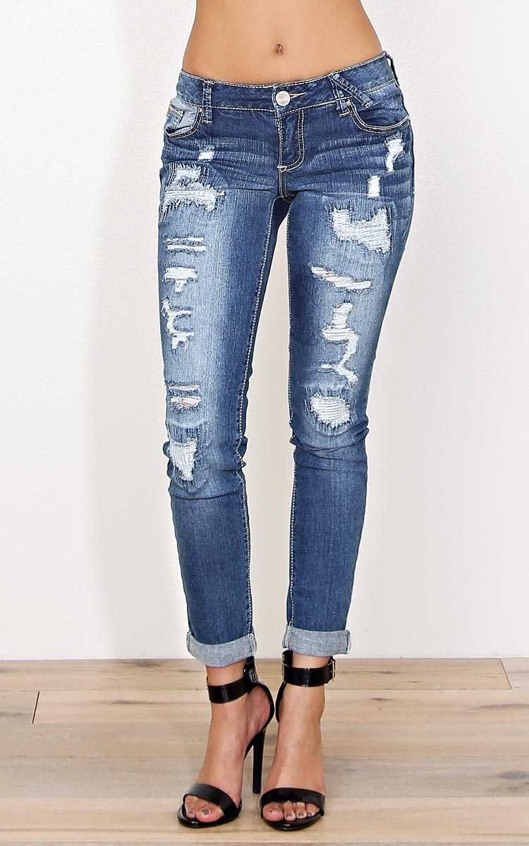 Tara Distressed Boyfriend Jeans - Dk Destroyed in Size by Styles For Less