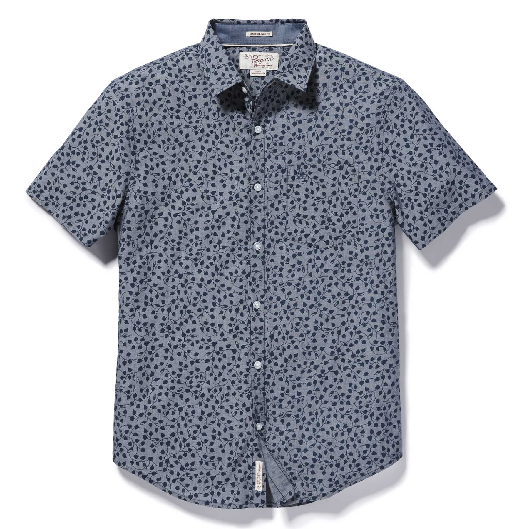 Original Penguin IVY LEAF PRINT CHAMBRAY WOVEN SHIRT