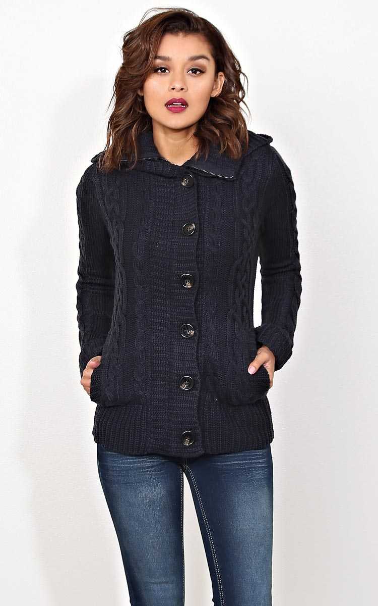 Mount Whitney Rib Knit Sweater - SML - Navy in Size Small by Styles For Less