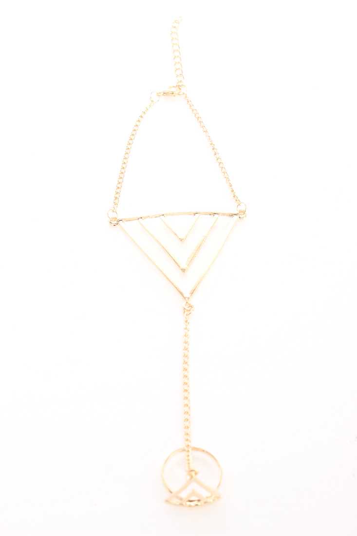 Gold High Polish Cut Out Triangle Design Hand Chain