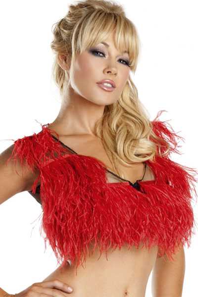 Red Ostrich Feather Top