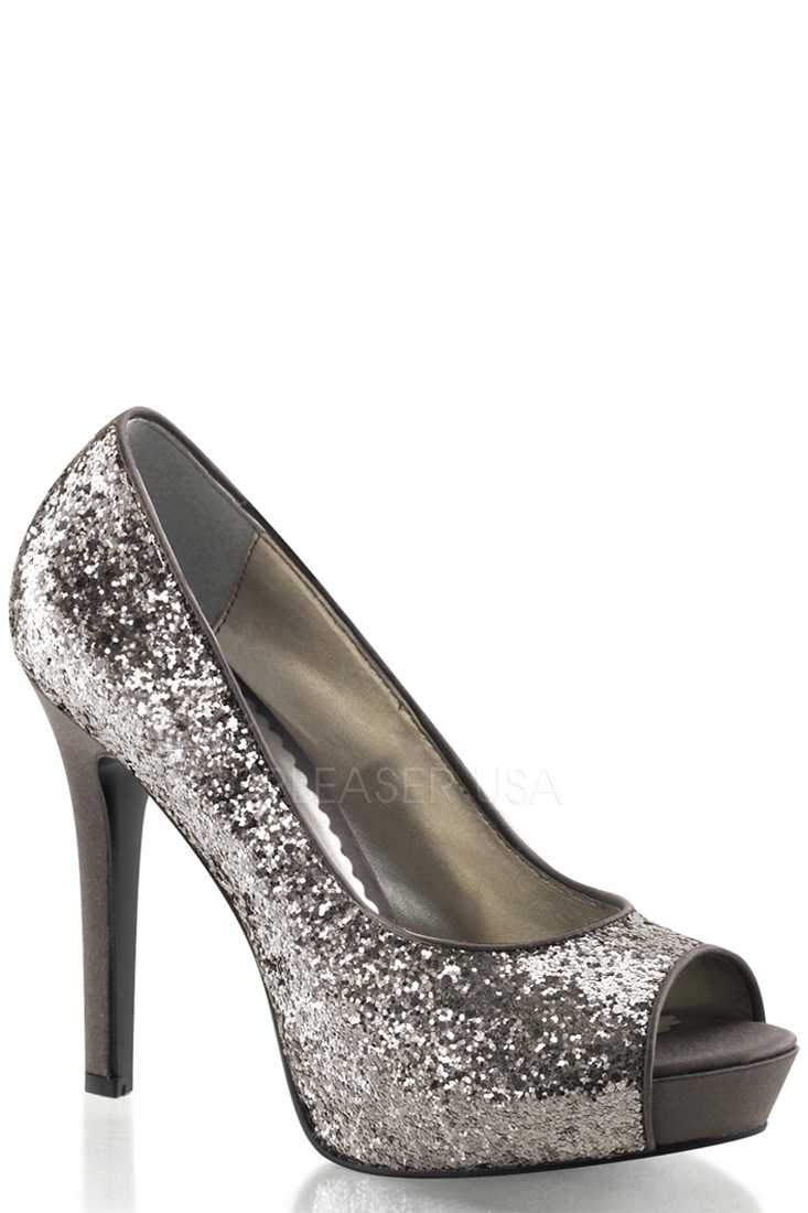 Charcoal Peep Toe Pump High Heels Glitter