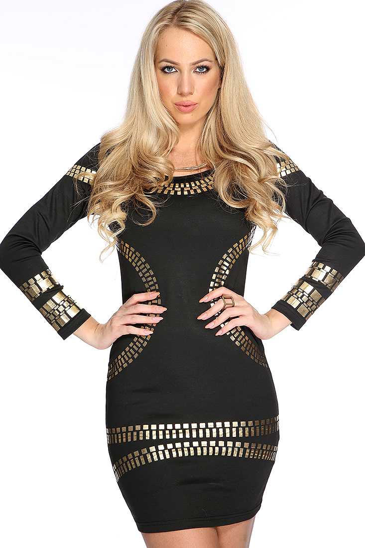 Black Metallic Design Sexy Party Dress*CELEBRITY INSPIRED STYLE BY KIM K*