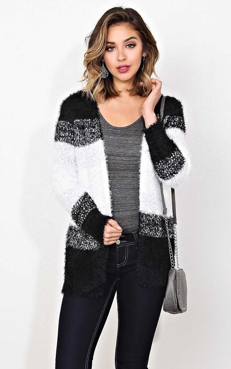 Desi Eyelash Sweater Knit Wrap - - Black Combo in Size by Styles For Less