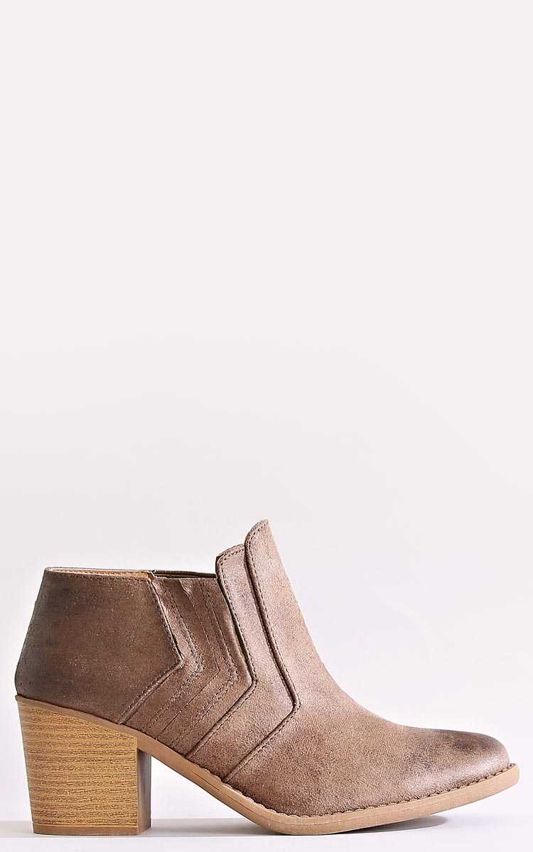 Qupid Montana Faux Leather Booties - Taupe in Size 5.5 by Styles For Less