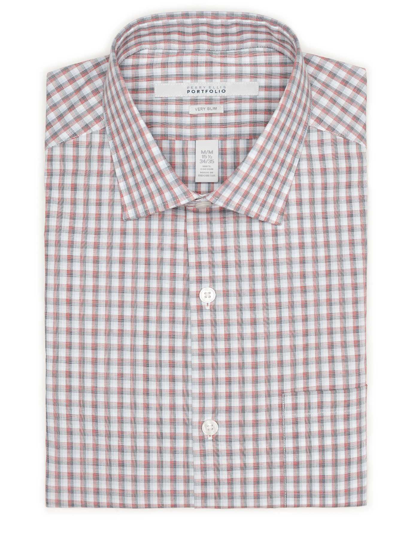 Perry Ellis Very Slim Stripe Check Dress Shirt