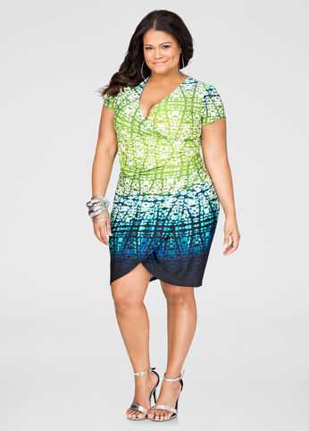 Tie Dye Faux Wrap Dress
