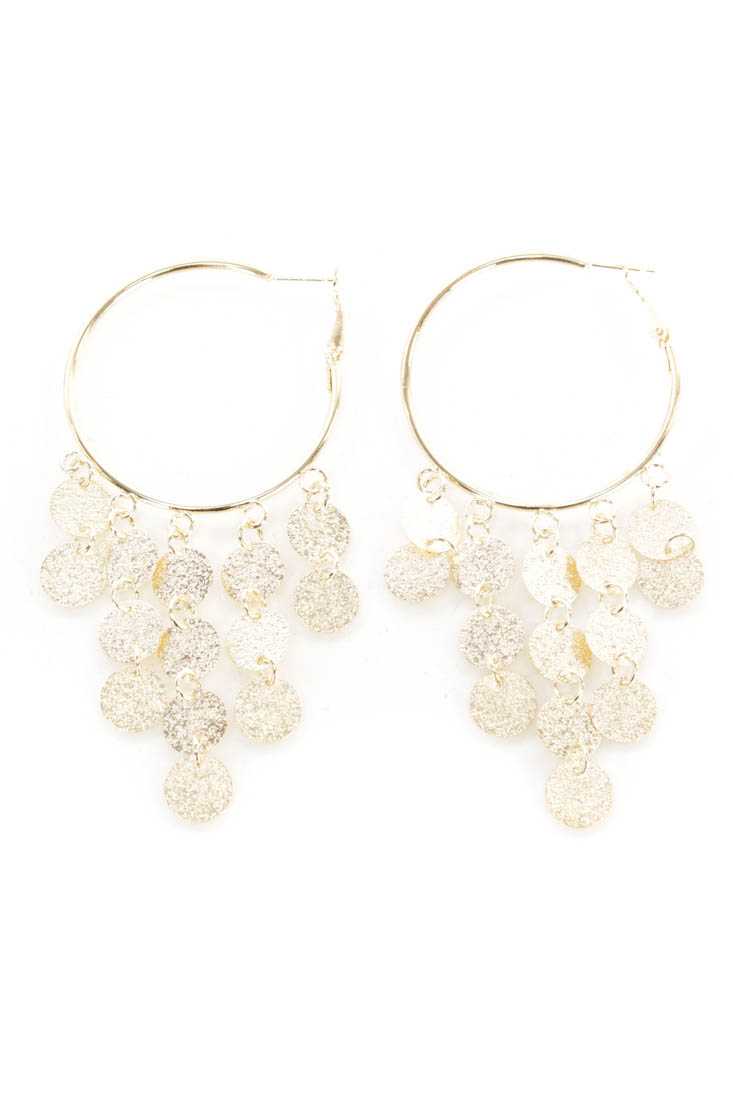 Gold Shimmer Charm Dangle Hoop Earrings