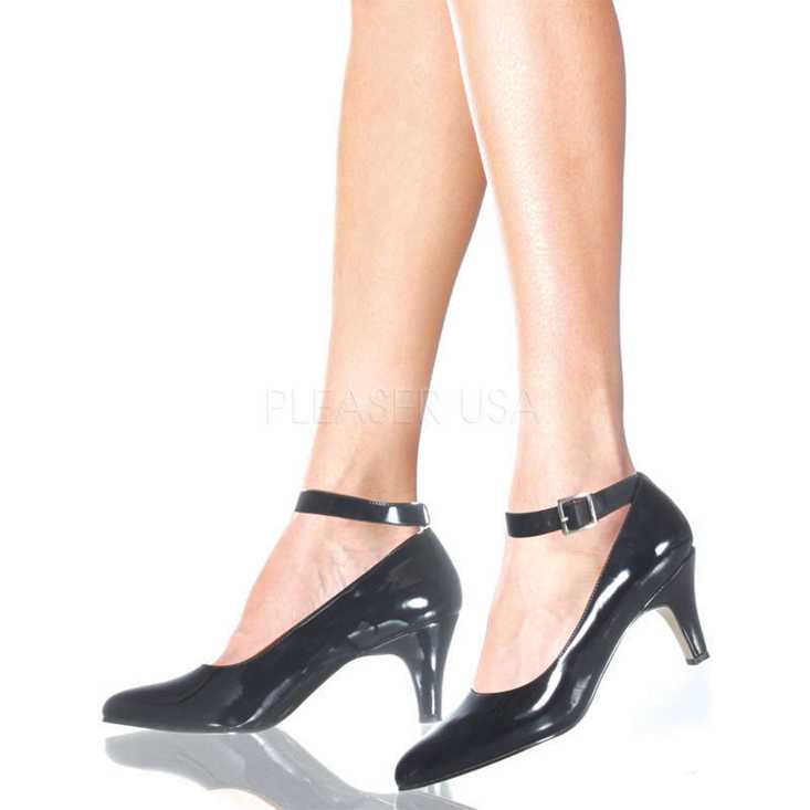Black Patent Faux Leather Ankle Strap High Heels