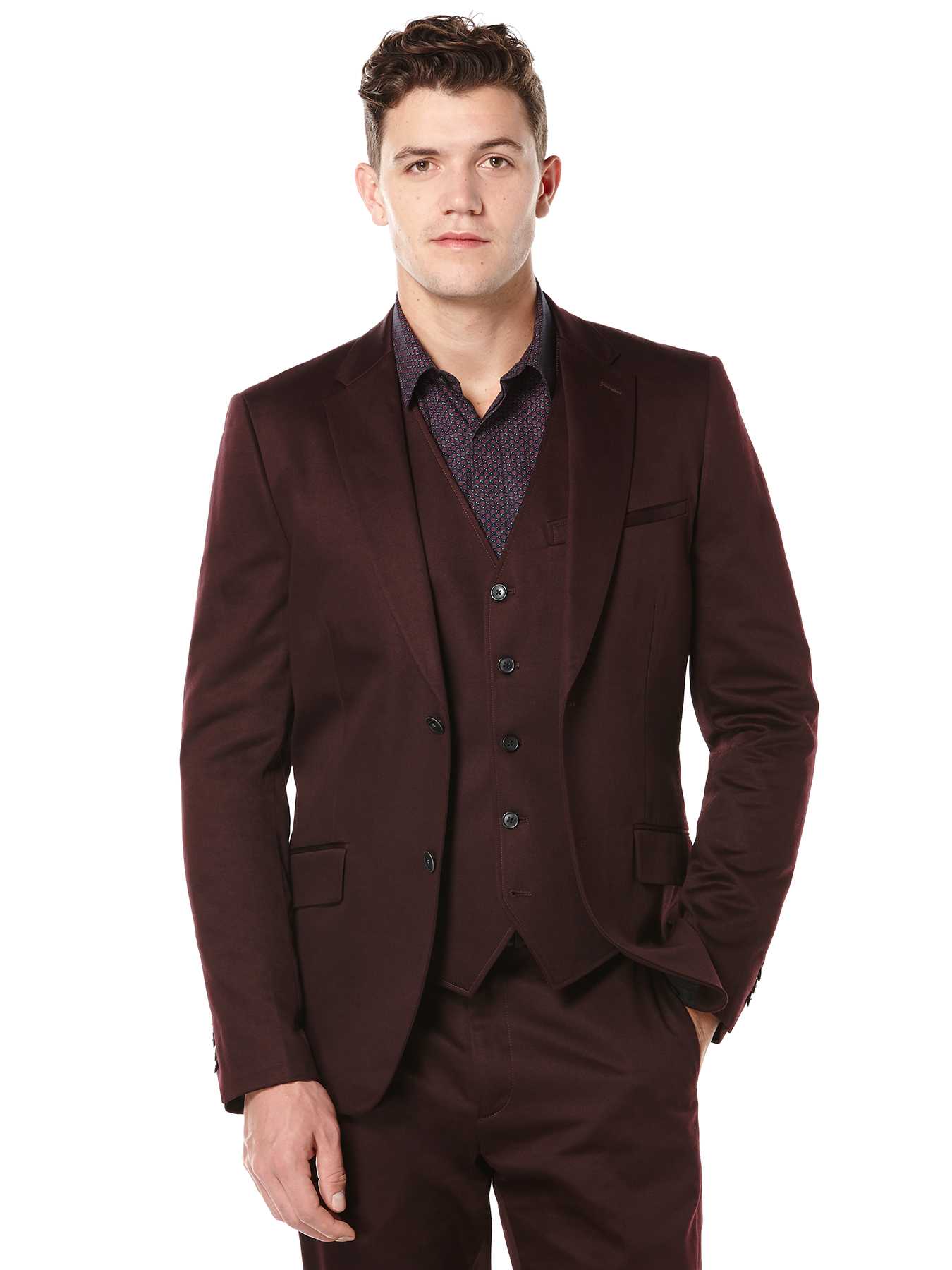 Perry Ellis Slim Fit Solid Satin Suit Jacket