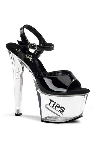 Clear Black Patent Tip Jar Platform High Heels