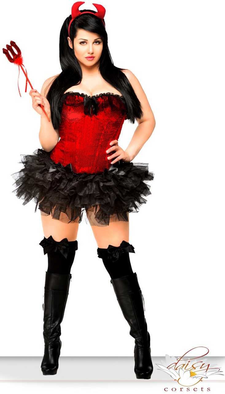 Red 4 PC Pin Up Devil Costume