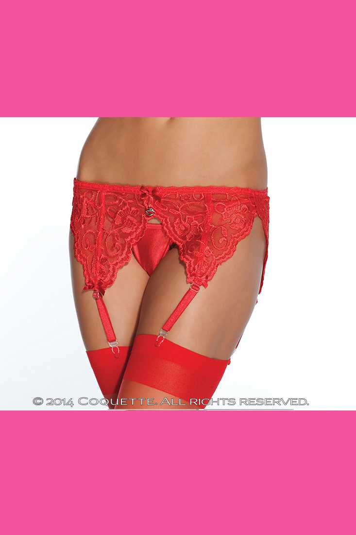 Red French Lace Garter Belt