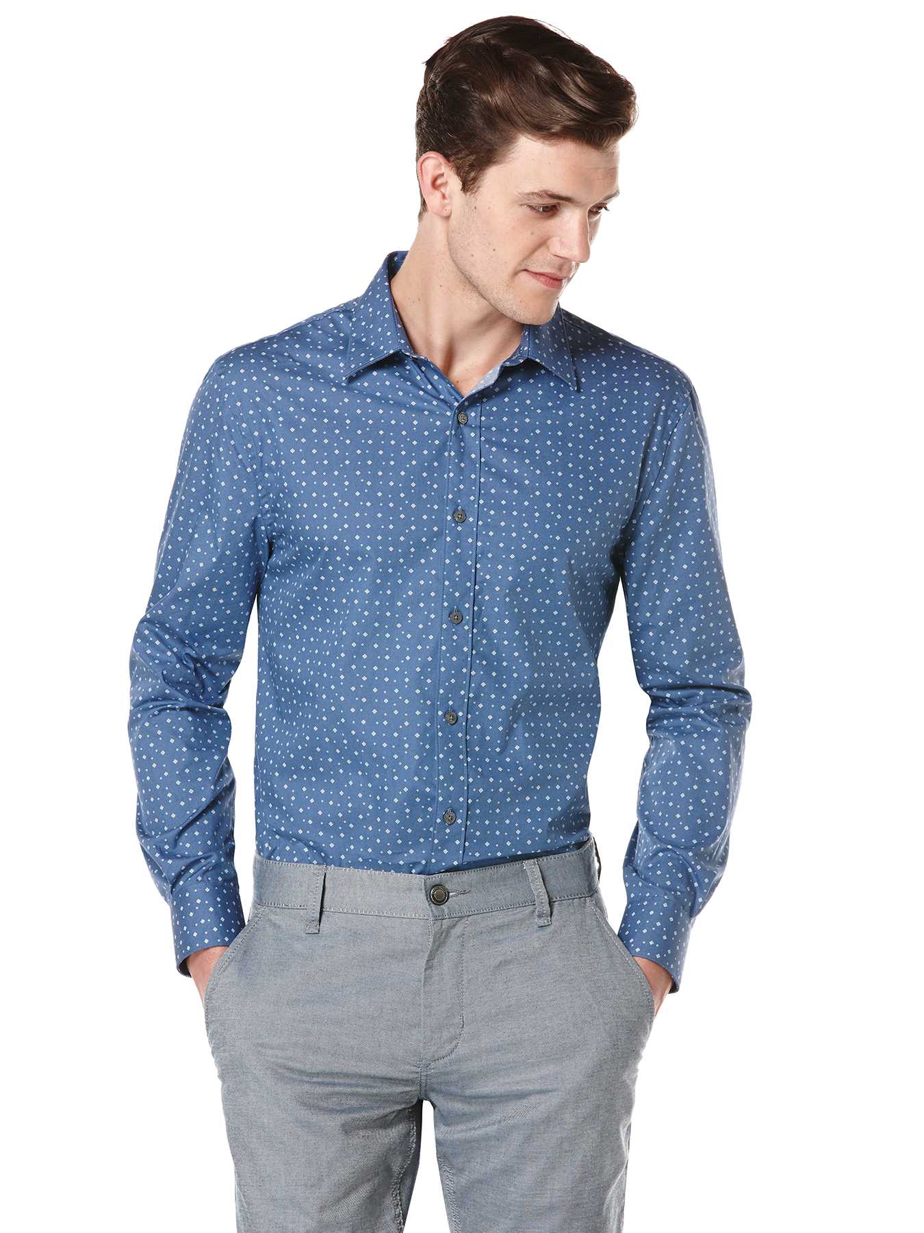 Perry Ellis Regular Fit Diamond Print Shirt