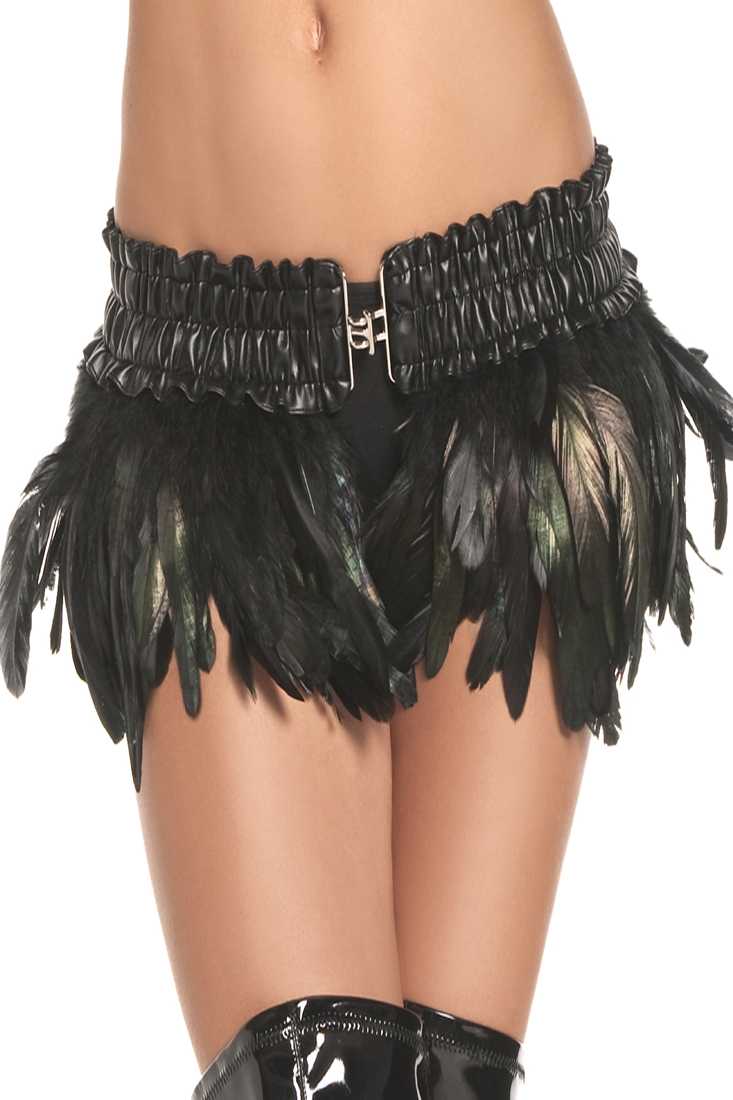 Black Feather Mini Skirt Sexy Costume