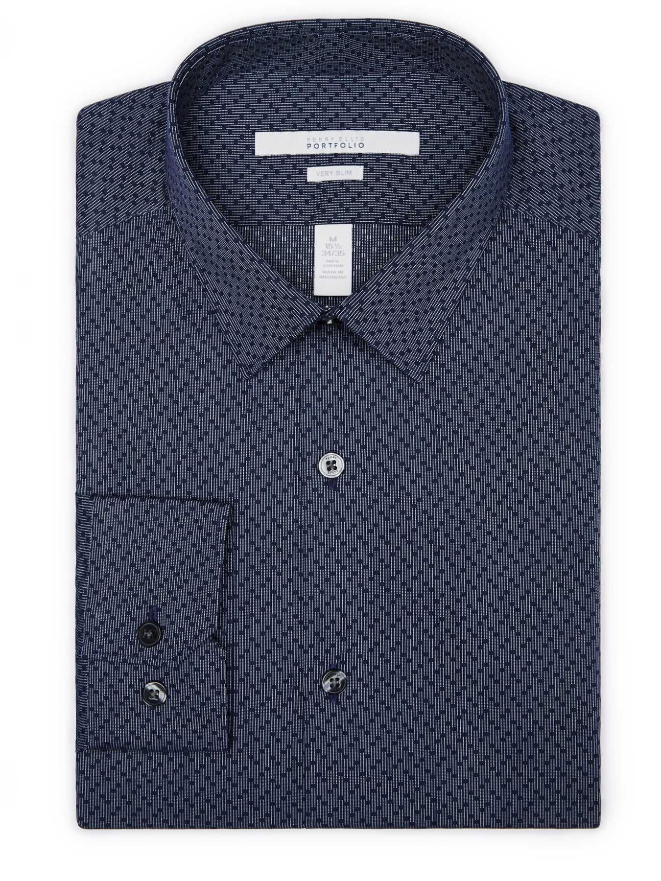 Perry Ellis Very Slim Solid Box Dress Shirt