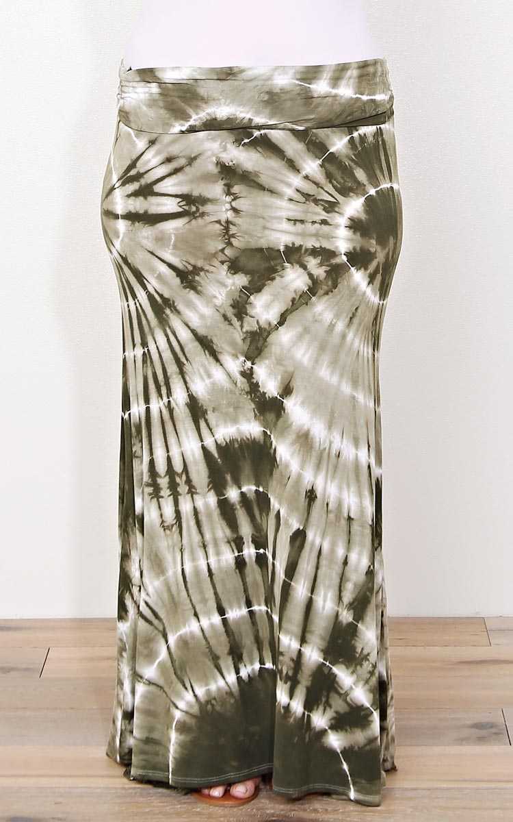 Plus Size Tie Dye Maxi Skirt - Sage Combo in Size 1X by Styles For Less