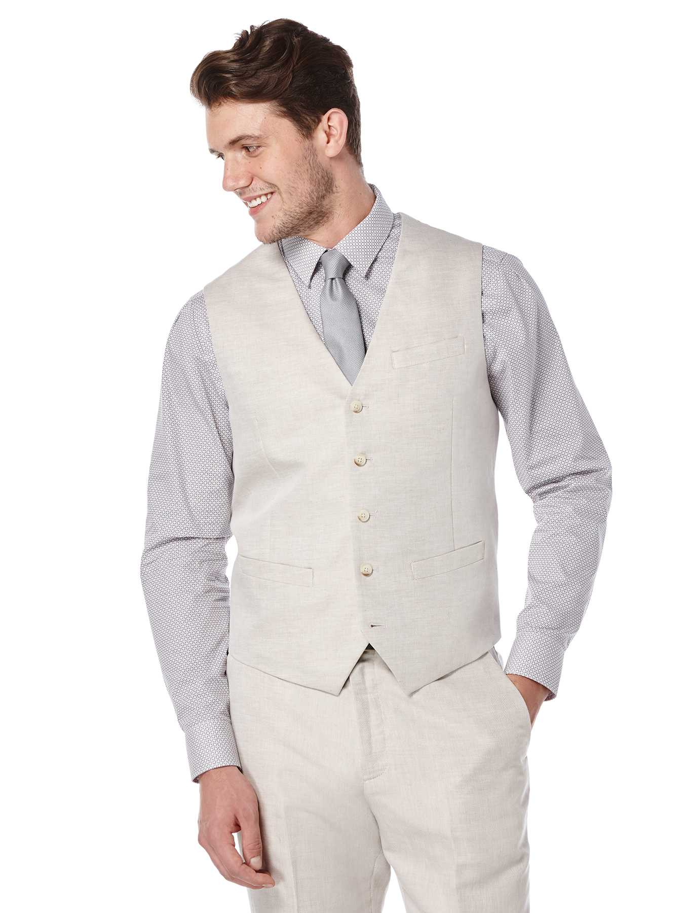 Perry Ellis Linen Cotton Twill Suit Vest