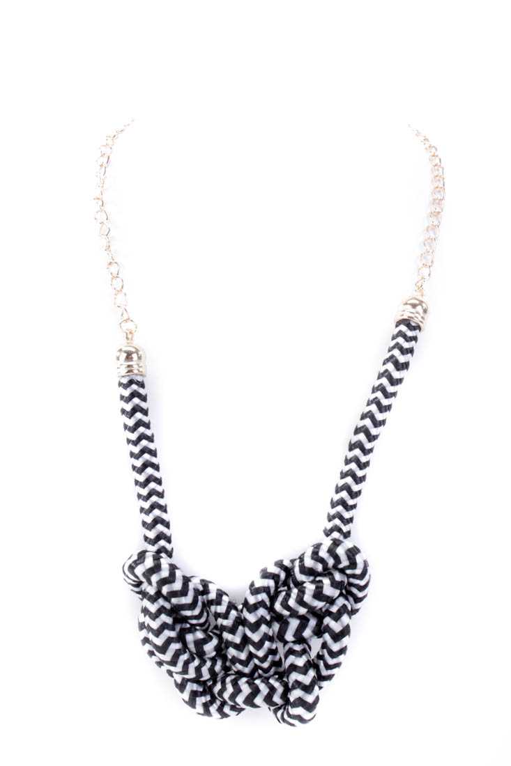 White Black Knotted Rope Necklace