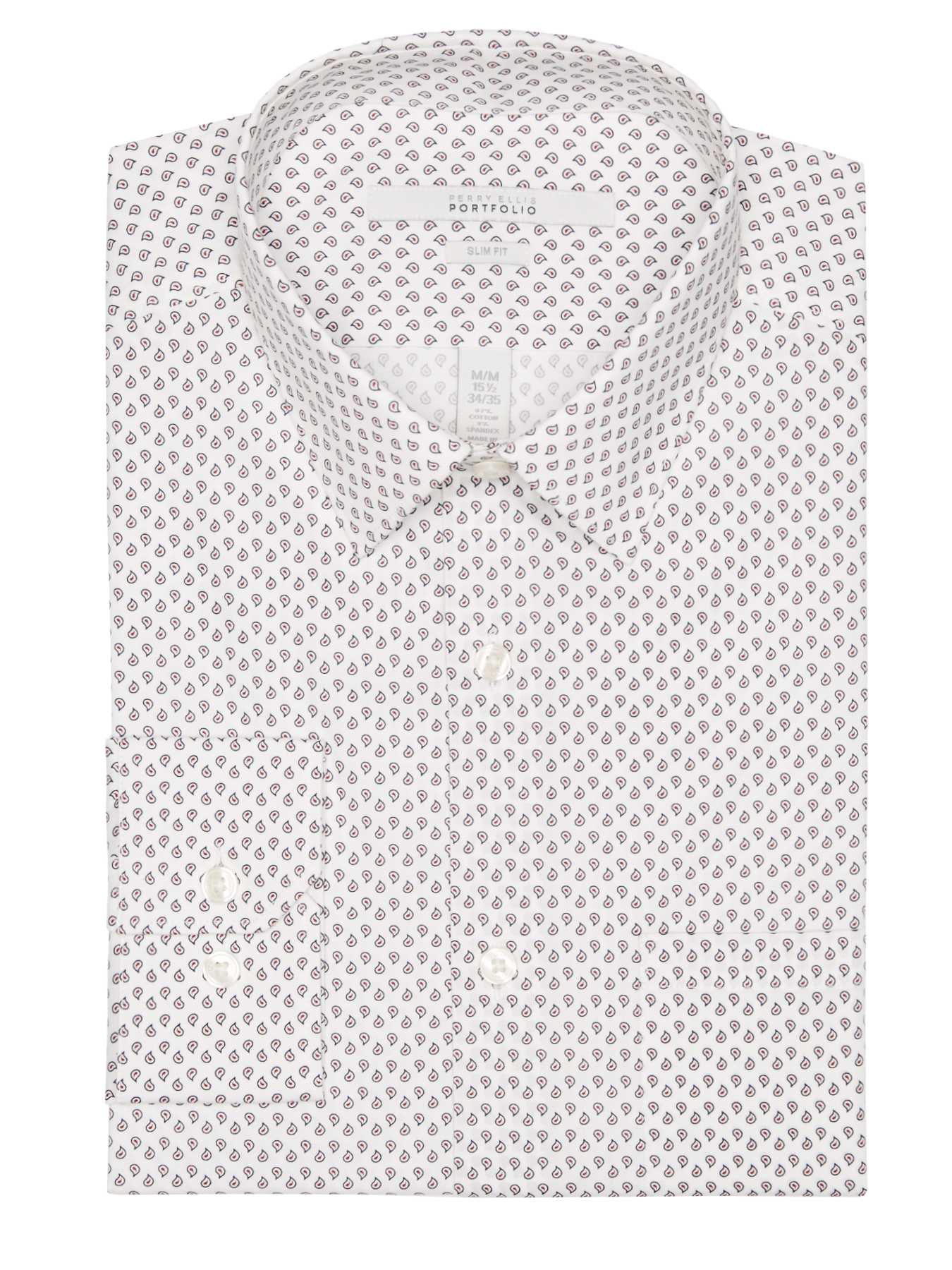 Perry Ellis Slim Fit Mini Paisley Dress Shirt