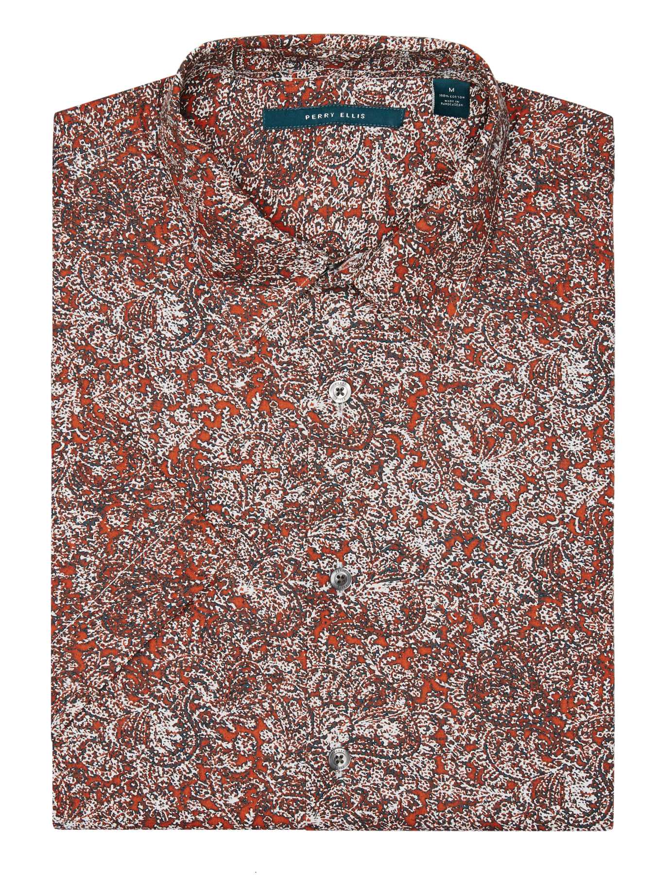 Perry Ellis Short Sleeve Printed Paisley Shirt