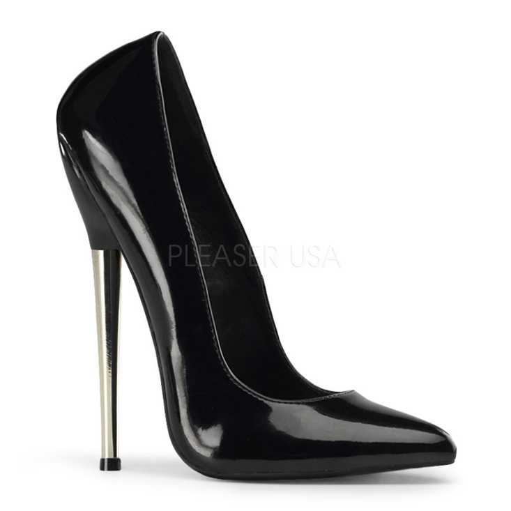 Black Patent Faux Leather Single Sole Pump High Heels