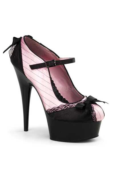 Baby Pink Satin Pinstripe Maryjane High Heels