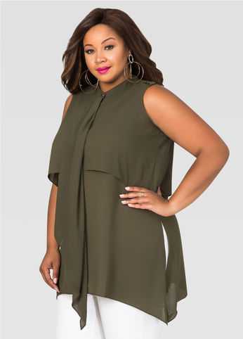 Sharkbite Ruffle Front Blouse