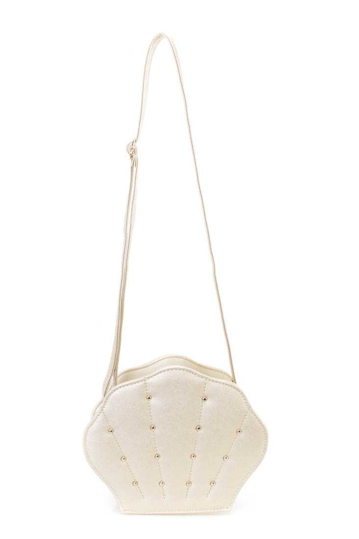 Gold Seashell Studded Adjustable Shoulder Strap Handbag