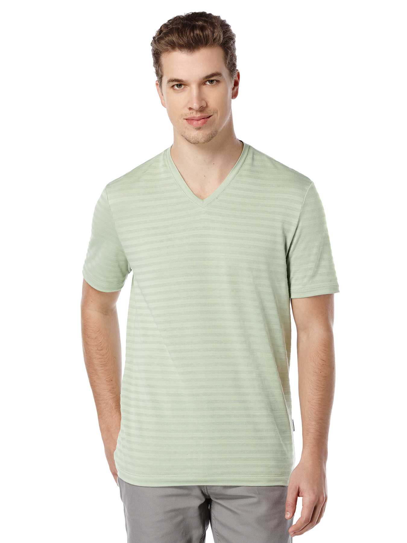 Perry Ellis Short Sleeve Textured Stripe Shirt