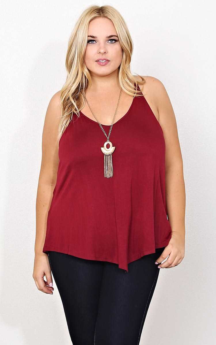 Plus Size Farrah Necklace Tank - Wine/Cran in Size 1X by Styles For Less
