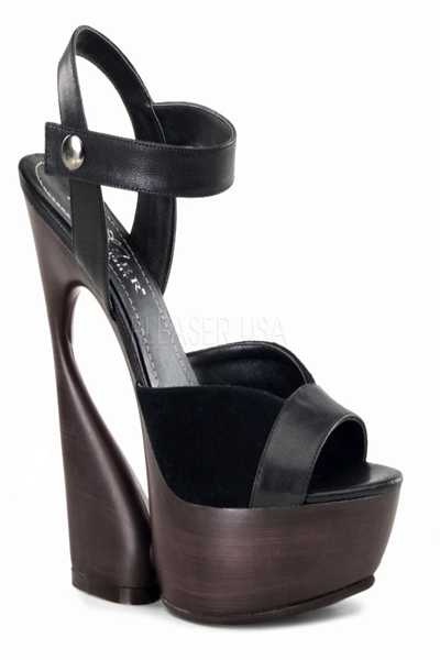 Black Kid Leather Suede Ankle Strap Platform Sculptured Wedge Heel