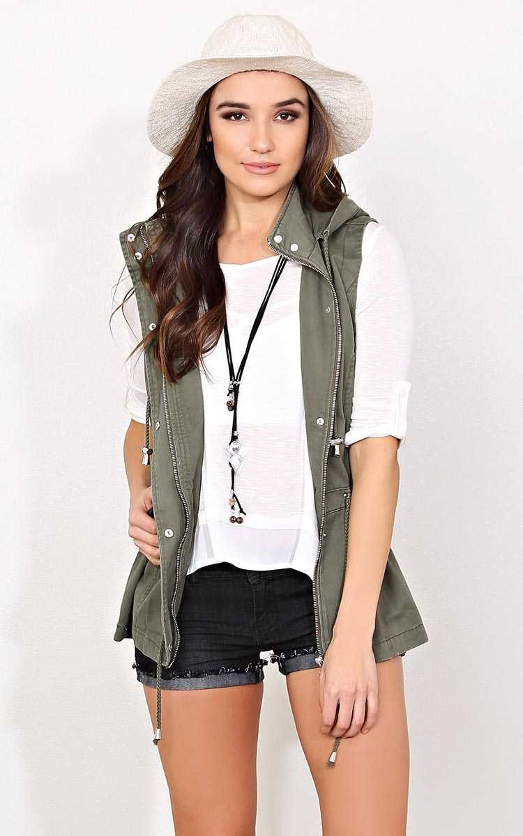 Olive Rainfall Anorak Vest - MED - Olive/Drab in Size Medium by Styles For Less