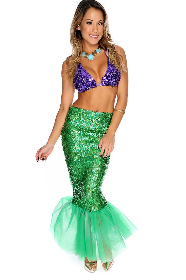 Purple Green 2. Piece Sexy Mermaid Costume