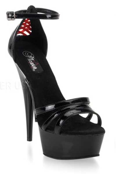 Black Patent Strappy Corset Style High Heels