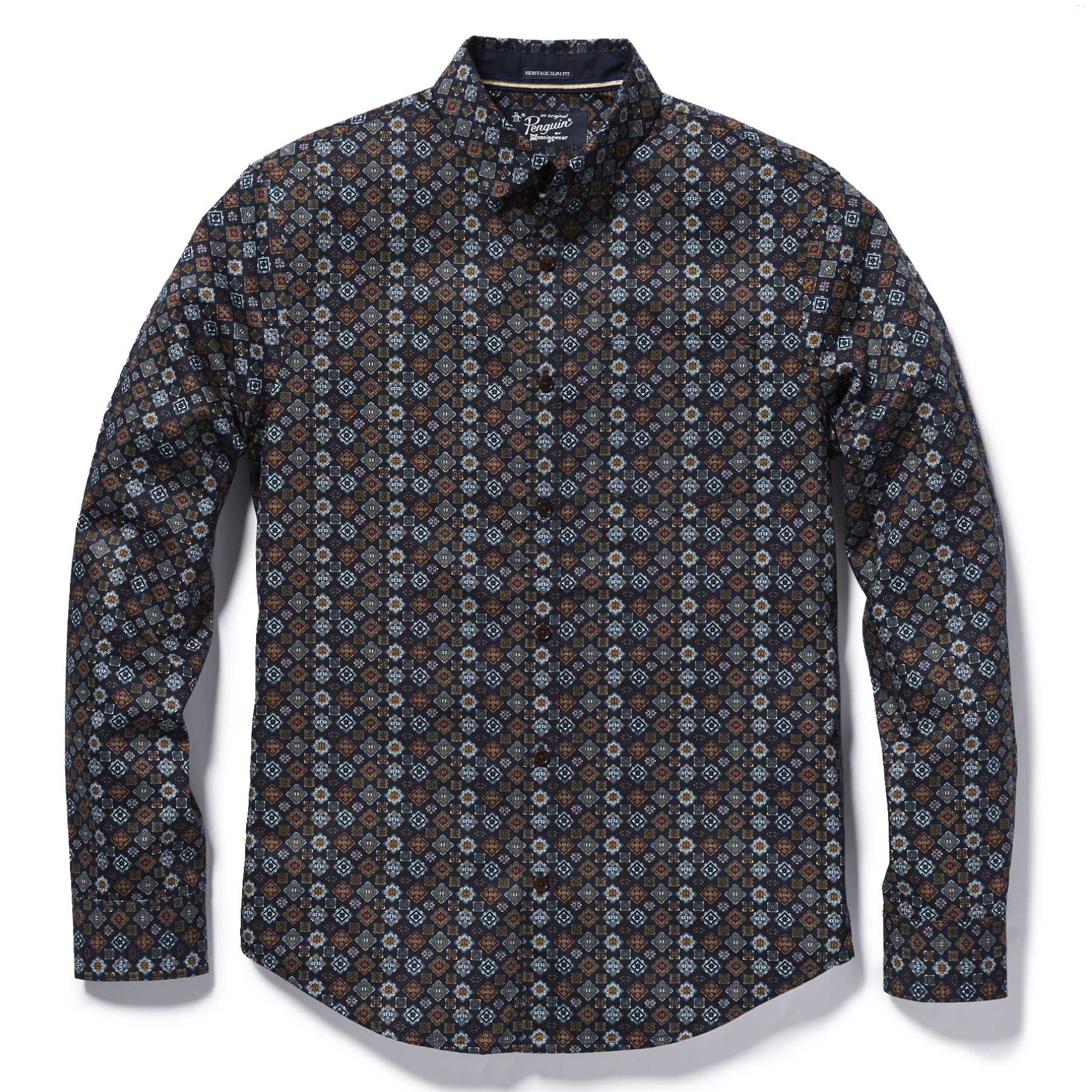 Original Penguin OP BLUE PRINTED WOVEN SHIRT