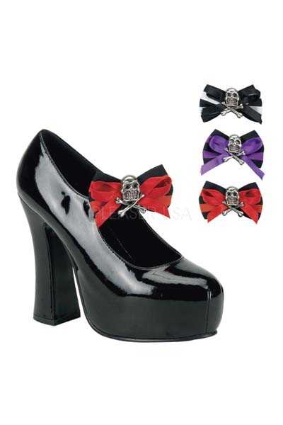 Black Patent Faux Leather Chunky High Heels