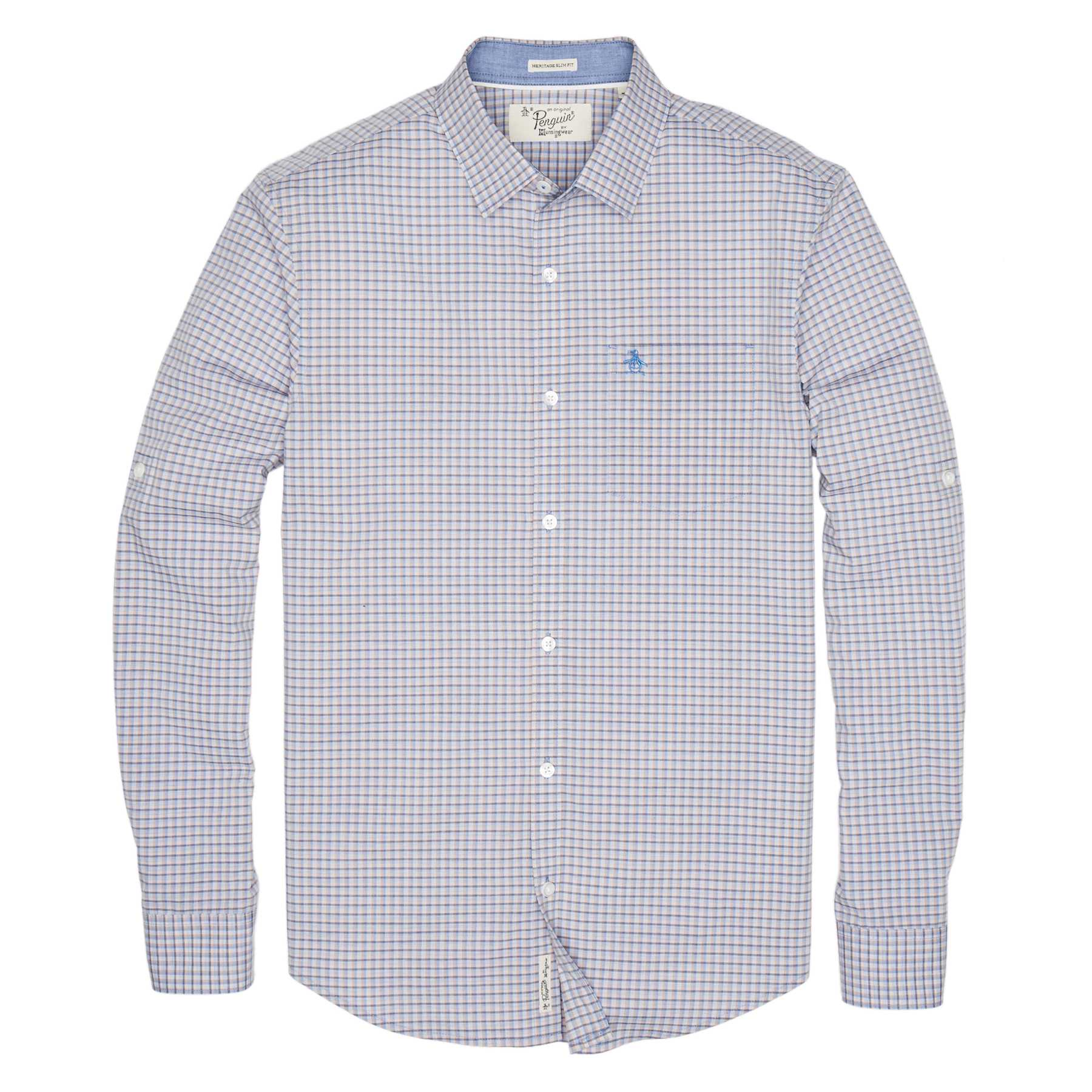 Original Penguin MINI PLAID ROLLSLEEVE SHIRT