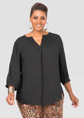 Crepe 3/4 Sleeve Blouse