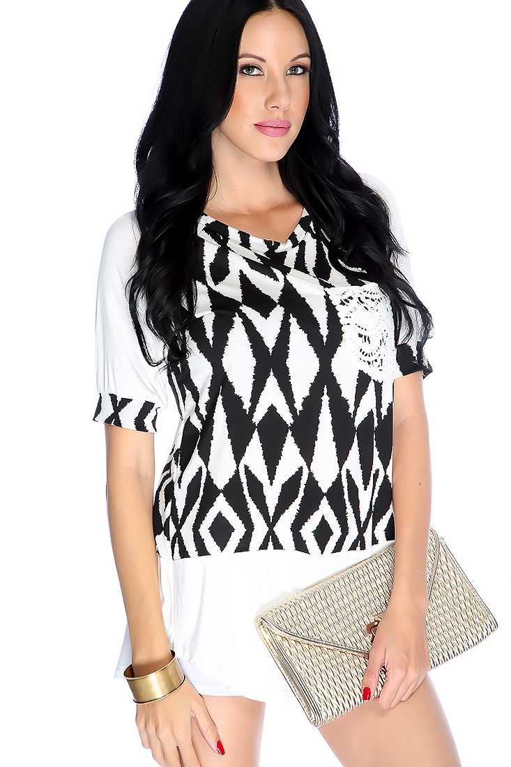 Casual White Crochet Pocket Short Sleeves Dress