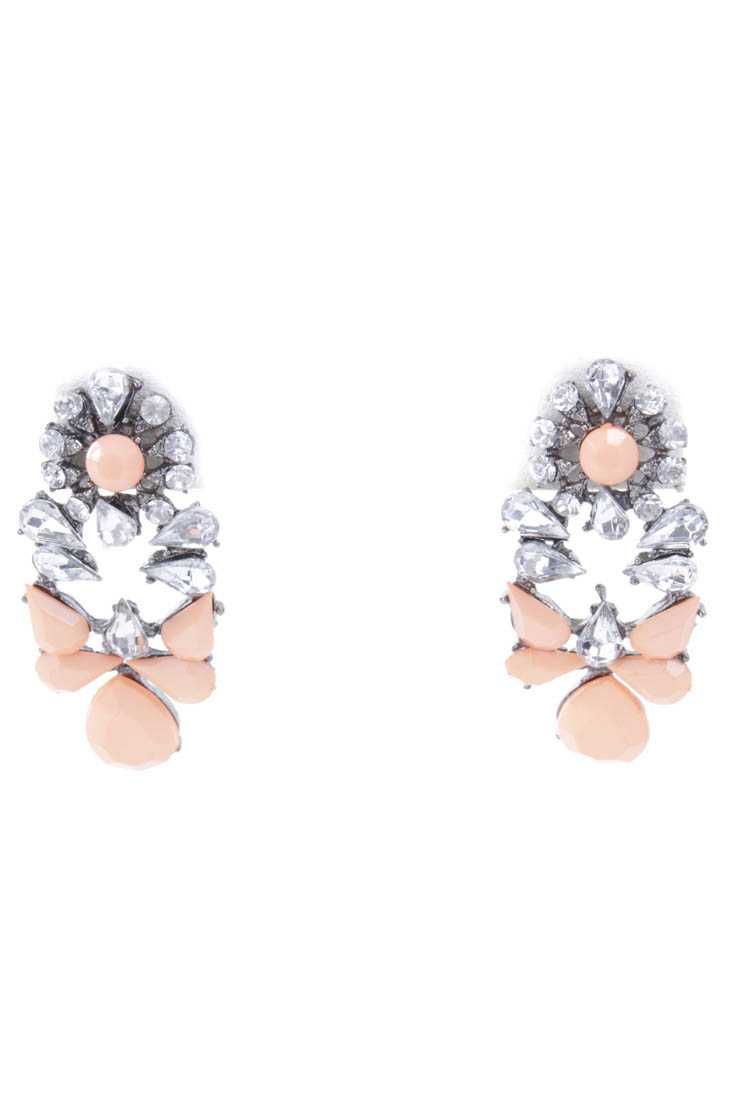Peach Faceted Beaded Dangle Earrings