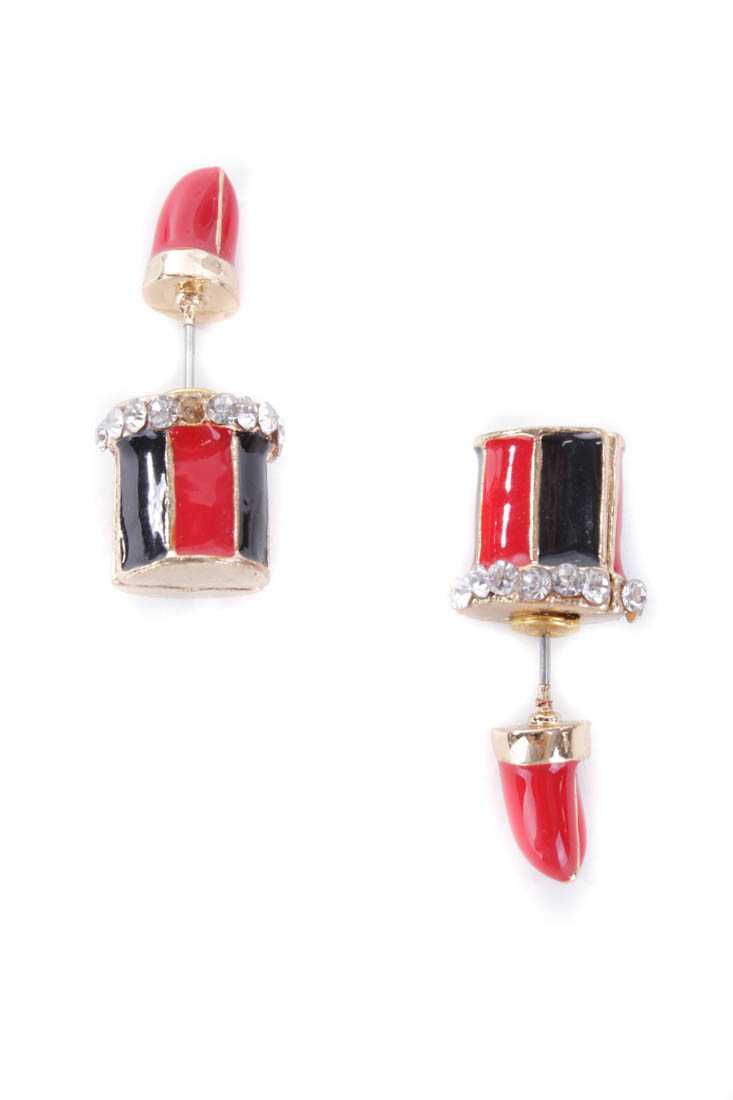 Red Gold Lacquer Finished Beaded Earrings