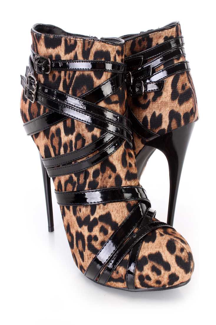 Leopard Single Sole Stiletto Heel Booties Faux Suede