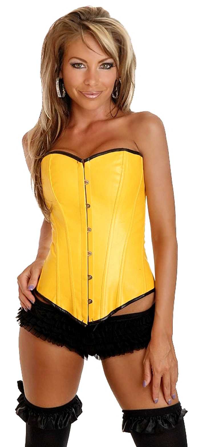 Yellow Ravewear Faux Leather Corse