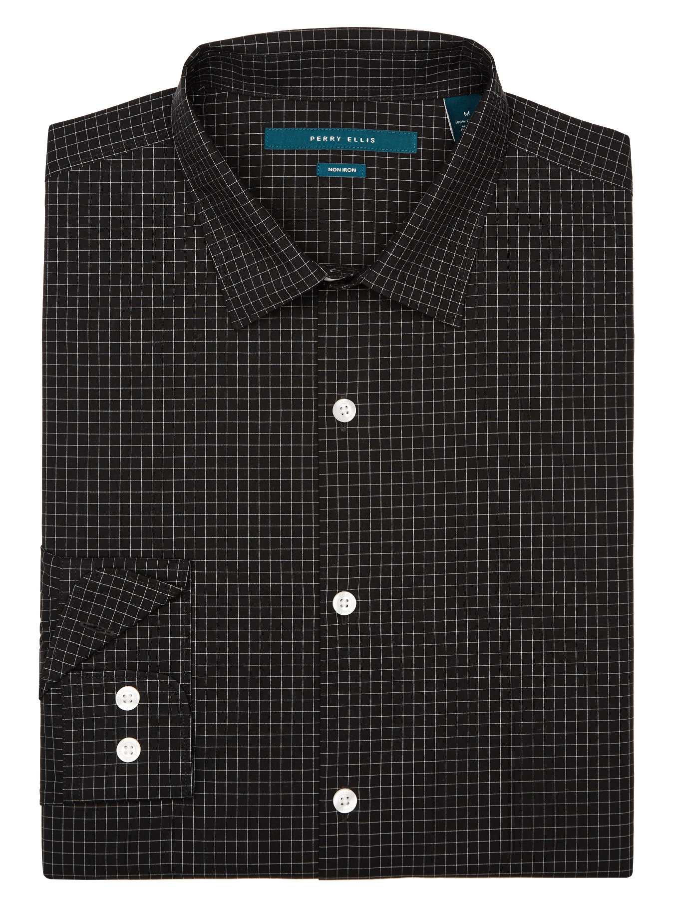 Perry Ellis Non-Iron Mini Grid Pattern Shirt