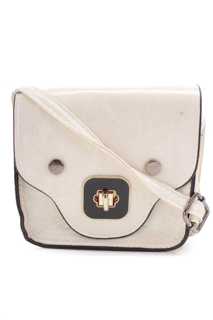 Cream Faux Leather Mini Handbag
