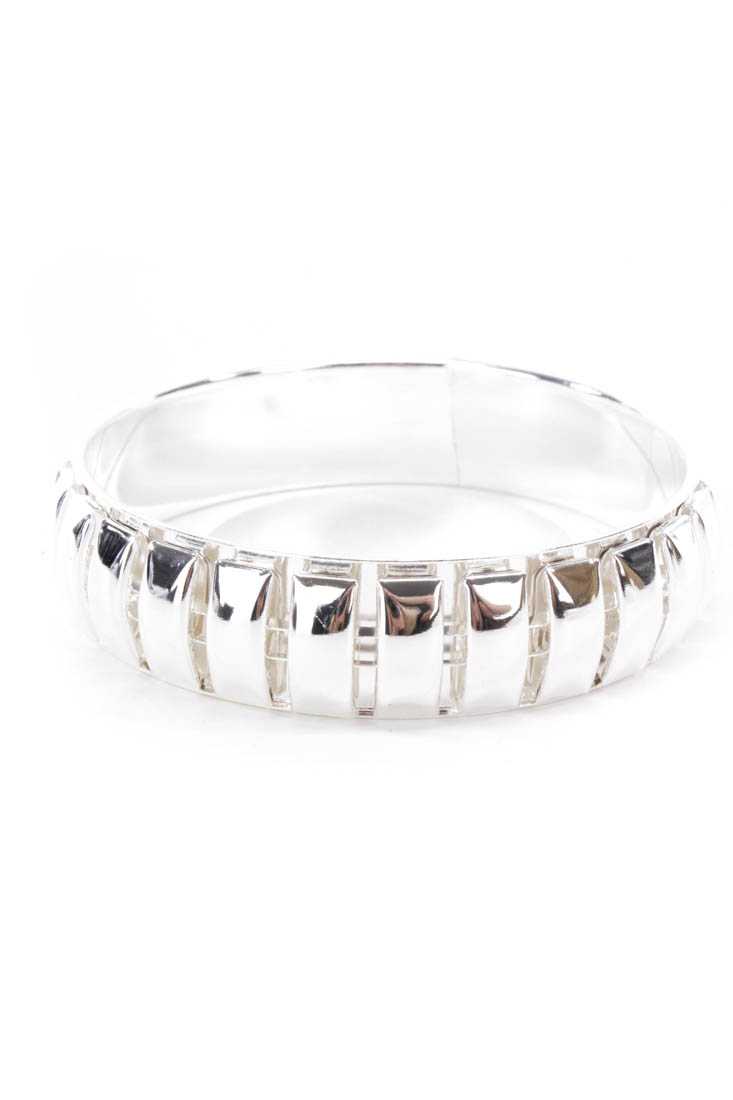 Silver High Polish Carved Metal Bracelet