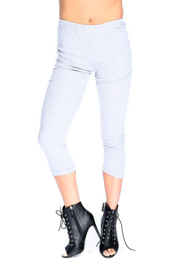 Grey Graphic Design Elastic-Waistband Leggings