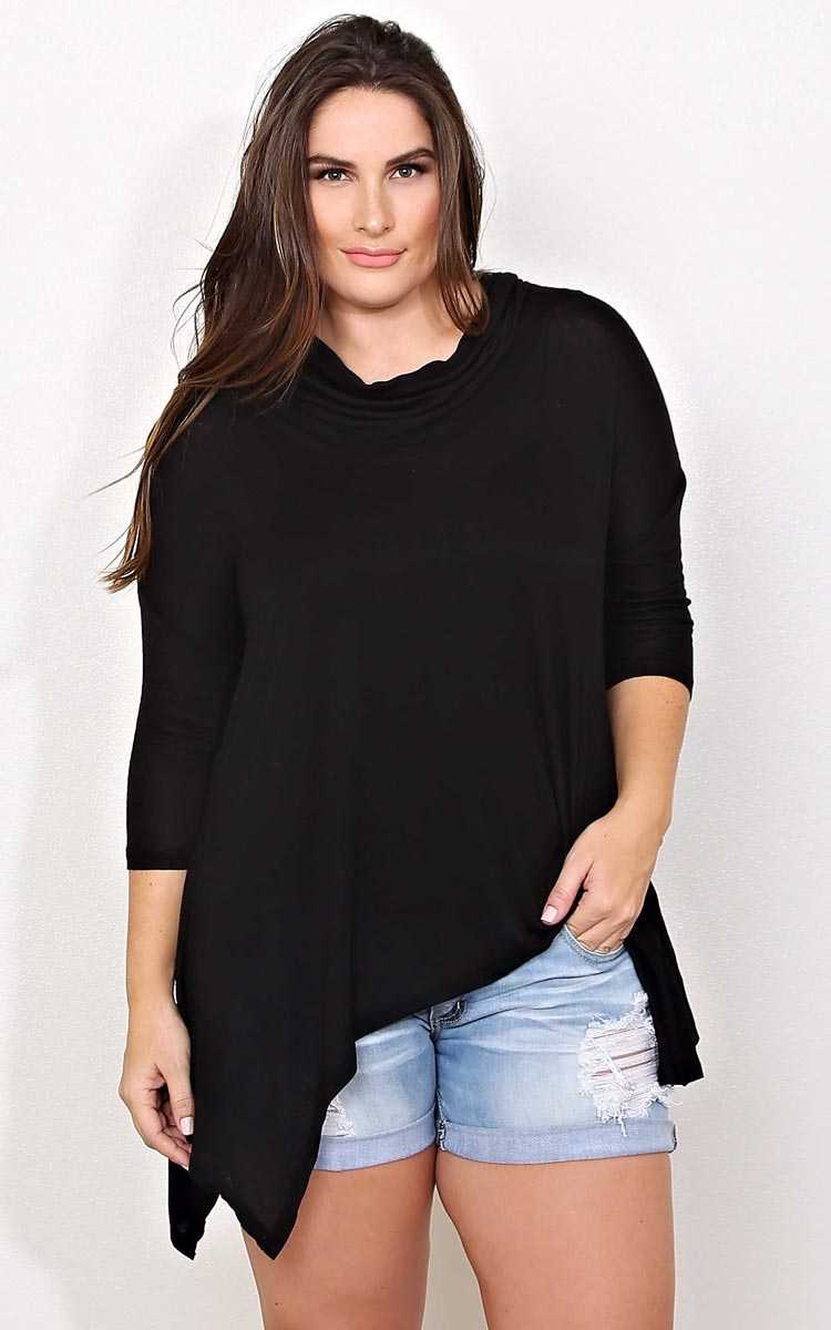 Plus Size Camila Cowl Neck Knit Top - Black in Size by Styles For Less